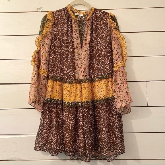 ULLA Johnson Essie Silk Patchwork Mini Dress 0 - Picture 7 of 14